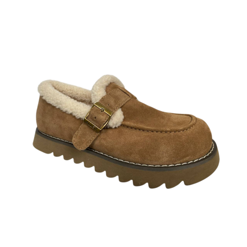 Черевики жіночі замшеві ALLSY 201186 руді хутро