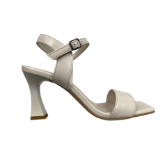 Женские босоножки кожаные ILONA 996/873(creme) бежевый каблук