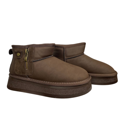 Жіночі Угги замшеві ALLSY 202318(5607) коричневі хутро