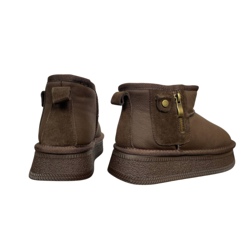 Жіночі Угги замшеві ALLSY 202318(5607) коричневі хутро