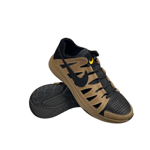Кроссовки мужские кожаные NIKE Краб масло черная перфорация