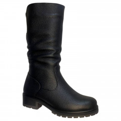 Чоботи жіночі шкіряні BLESSO 203 01 чорний хутро