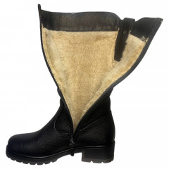 Чоботи жіночі шкіряні BLESSO 203 01 чорний хутро
