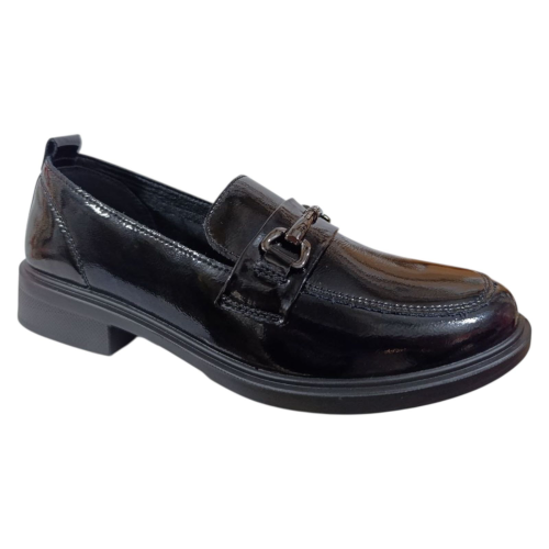 Лоферы женские кожаные PLPS KK3-3 лак черные