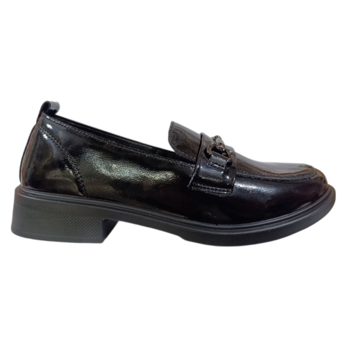 Лоферы женские кожаные PLPS KK3-3 лак черные