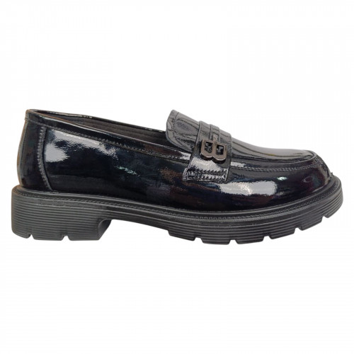 Лоферы женские кожаные ALLSY 196102 черные лаковые 220158L