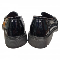 Лоферы женские кожаные ALLSY 196102 черные лаковые 220158L