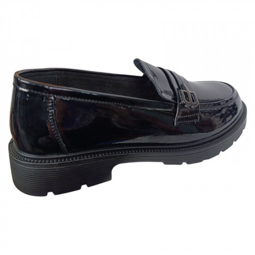 Лоферы женские кожаные ALLSY 196102 черные лаковые 220158L