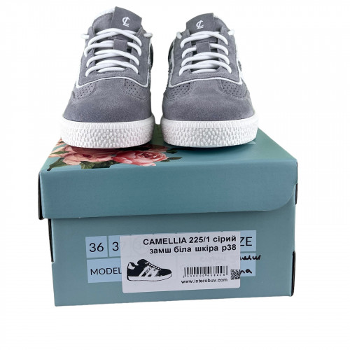 Кеды Женские замшевые CAMELLIA 225/1 серый перфорация