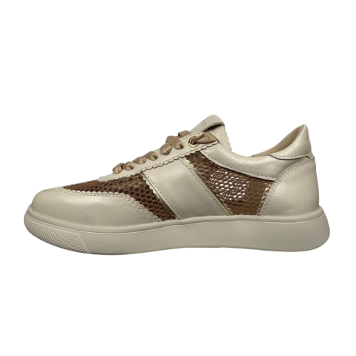 Кроссовки женские кожаные текстильные CAMELLIA 219 04 бежевые