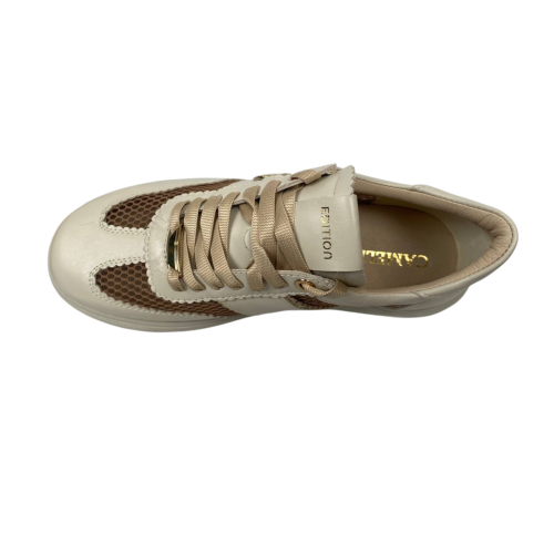 Кроссовки женские кожаные текстильные CAMELLIA 219 04 бежевые