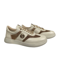 Кроссовки женские кожаные текстильные CAMELLIA 219 04 бежевые