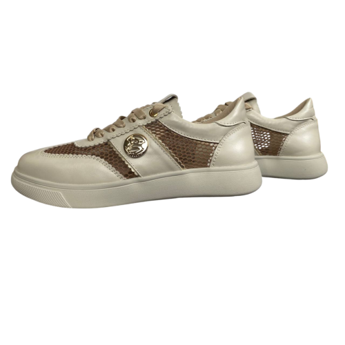 Кроссовки женские кожаные текстильные CAMELLIA 219 04 бежевые