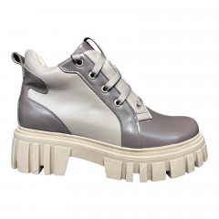 Ботинки Женские кожаные ALEXA 664 бежевый байка