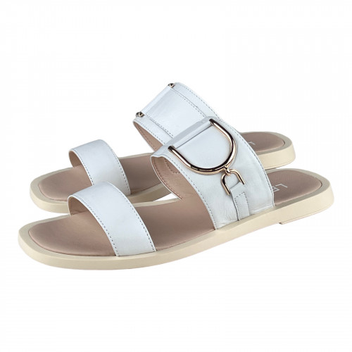 Шльопанці Жіночі шкіряні LEONI 082 05 біла шкіра