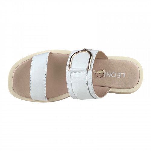 Шльопанці Жіночі шкіряні LEONI 082 05 біла шкіра