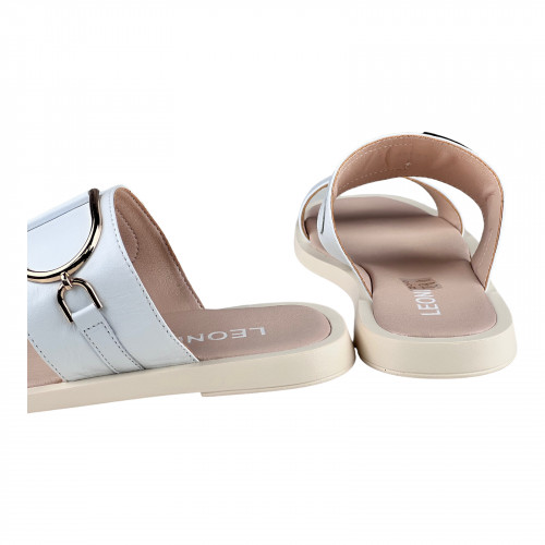 Шльопанці Жіночі шкіряні LEONI 082 05 біла шкіра