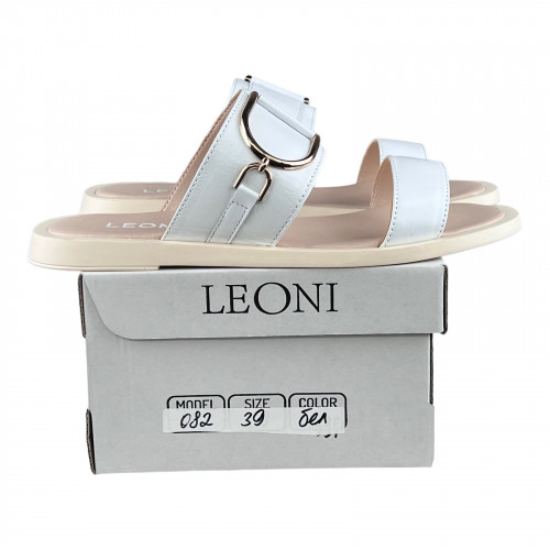 Шльопанці Жіночі шкіряні LEONI 082 05 біла шкіра