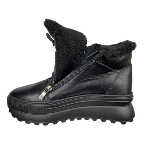 Кроссовки женские кожаные VLADEKS 1462 01 черный мех 