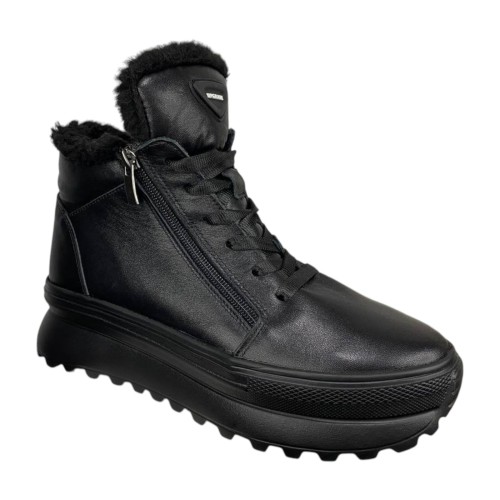 Кроссовки женские кожаные VLADEKS 1462 01 черный мех 