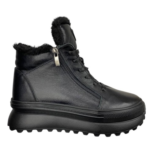 Кроссовки женские кожаные VLADEKS 1462 01 черный мех 