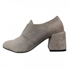 Туфли женские замшевые каблук Classic Style 2060 в из 8091 бежевые.