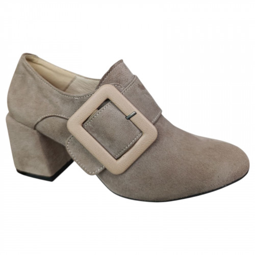 Туфли женские замшевые каблук Classic Style 2060 в из 8091 бежевые.