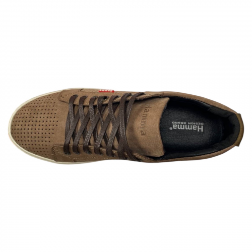 Кеды мужские кожаные HAMMA 705/1(р) бежевые перфорация