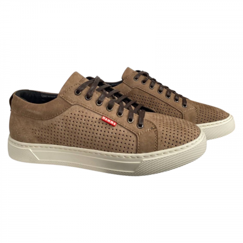 Кеды мужские кожаные HAMMA 705/1(р) бежевые перфорация