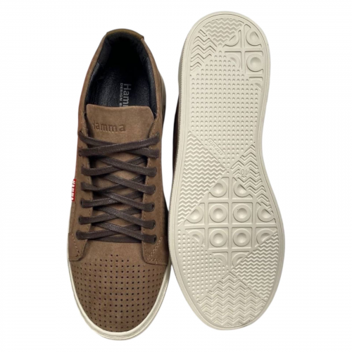 Кеды мужские кожаные HAMMA 705/1(р) бежевые перфорация