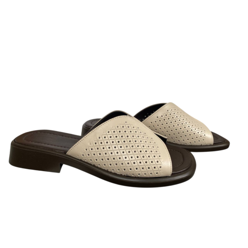 Шлепки женские кожаные FOOT STEP 582 беж+коричневые 