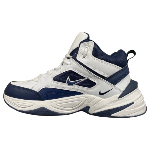 Кросівки Чоловічі шкіряні NIKE A2640-6 білий/синій хутро