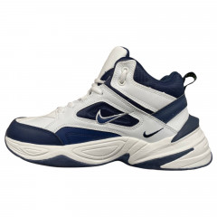 Кросівки Чоловічі шкіряні NIKE A2640-6 білий/синій хутро