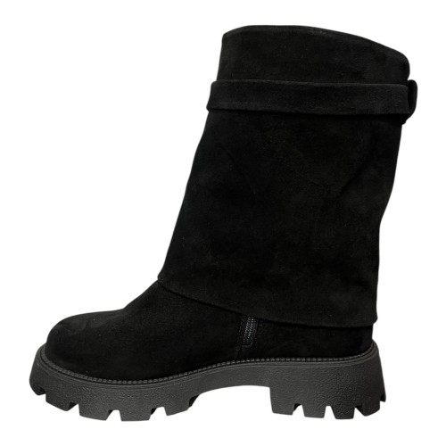 Замшевые сапоги женские DIANA D-157/940 черный мех 