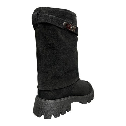 Замшевые сапоги женские DIANA D-157/940 черный мех 