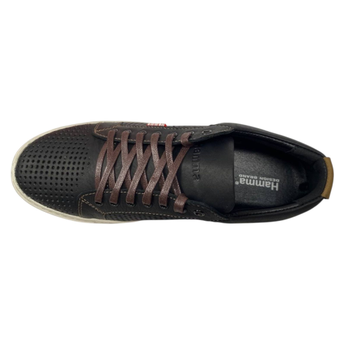 Кеды мужские кожаные HAMMA 705/1(р) черные перфорация