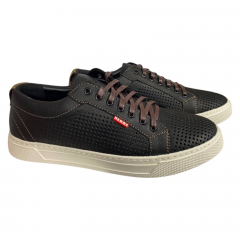 Кеды мужские кожаные HAMMA 705/1(р) черные перфорация