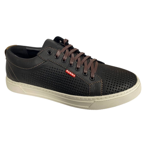 Кеды мужские кожаные HAMMA 705/1(р) черные перфорация