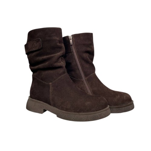 Черевики жіночі замшеві ANDALINI 2606 25 шоколад хутро