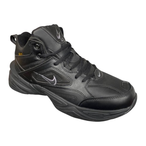 Кроссовки Мужские кожаные NIKE A2640-1 черный мех