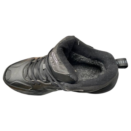 Кроссовки Мужские кожаные NIKE A2640-1 черный мех