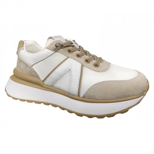 Кроссовки женские кожаные ALLSY 198534 бежевые