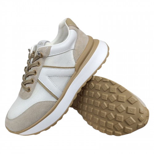 Кроссовки женские кожаные ALLSY 198534 бежевые