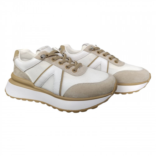 Кроссовки женские кожаные ALLSY 198534 бежевые