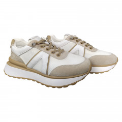 Кроссовки женские кожаные ALLSY 198534 бежевые