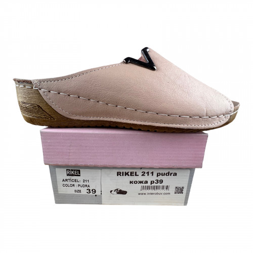 Шлепанцы Женские кожаные RIKEL 211 pudra