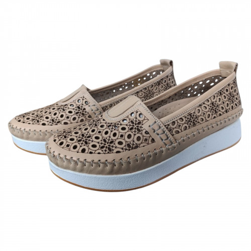 Балетки женские кожаные CANBERK 85 301L бежевые