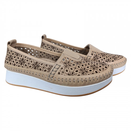 Балетки женские кожаные CANBERK 85 301L бежевые