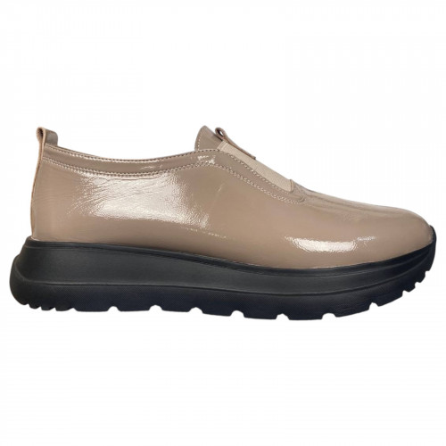 Лоферы женские кожаные TANGO 610 кофе бежевый лак