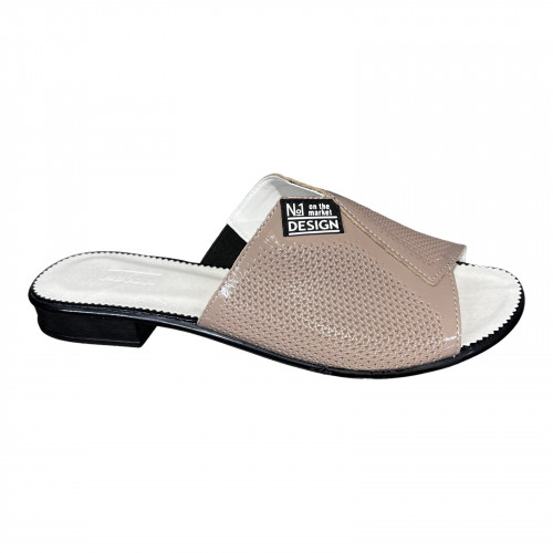 Шлепанцы Женские кожаные MADAM 304/217 кожа капучино.